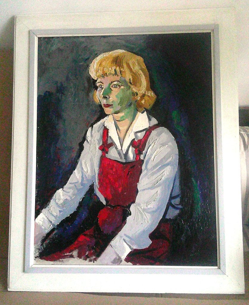 Portret vrouw - 1957 - gesigneerd VAN DE WEG, Doek, Portret of Personen, Impressionistisch, Ophalen of Verzenden