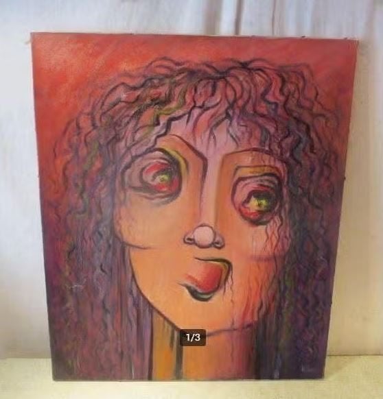 Mooi Modern Geschilderd Werk 'Krullend Haar' - Toelen, Ophalen of Verzenden, Olieverf, Portret, Gelimiteerde oplage