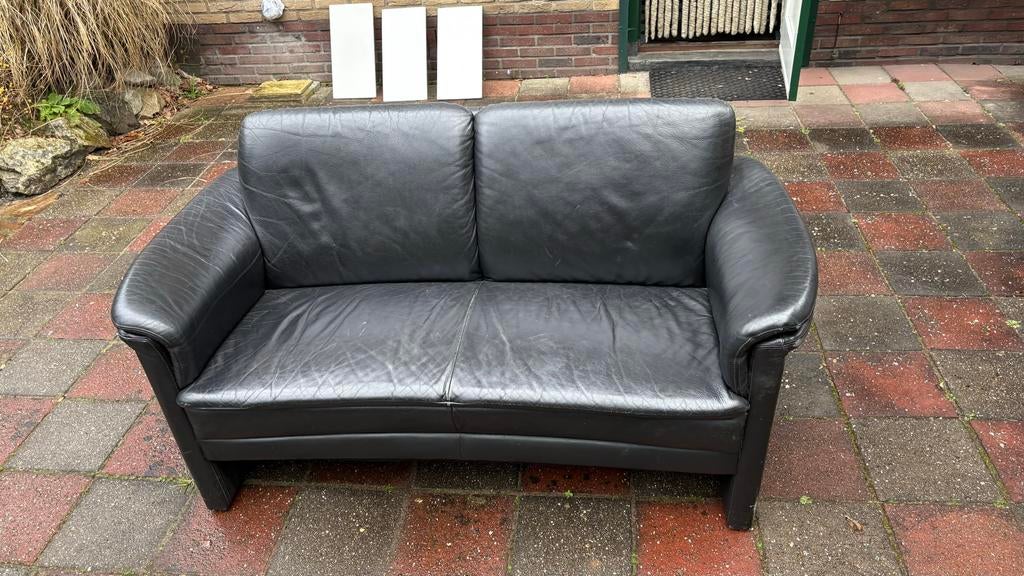 Gratis ophalen bank en 2 stoelen, Ophalen, Gebruikt, Leer, 75 tot 100 cm
