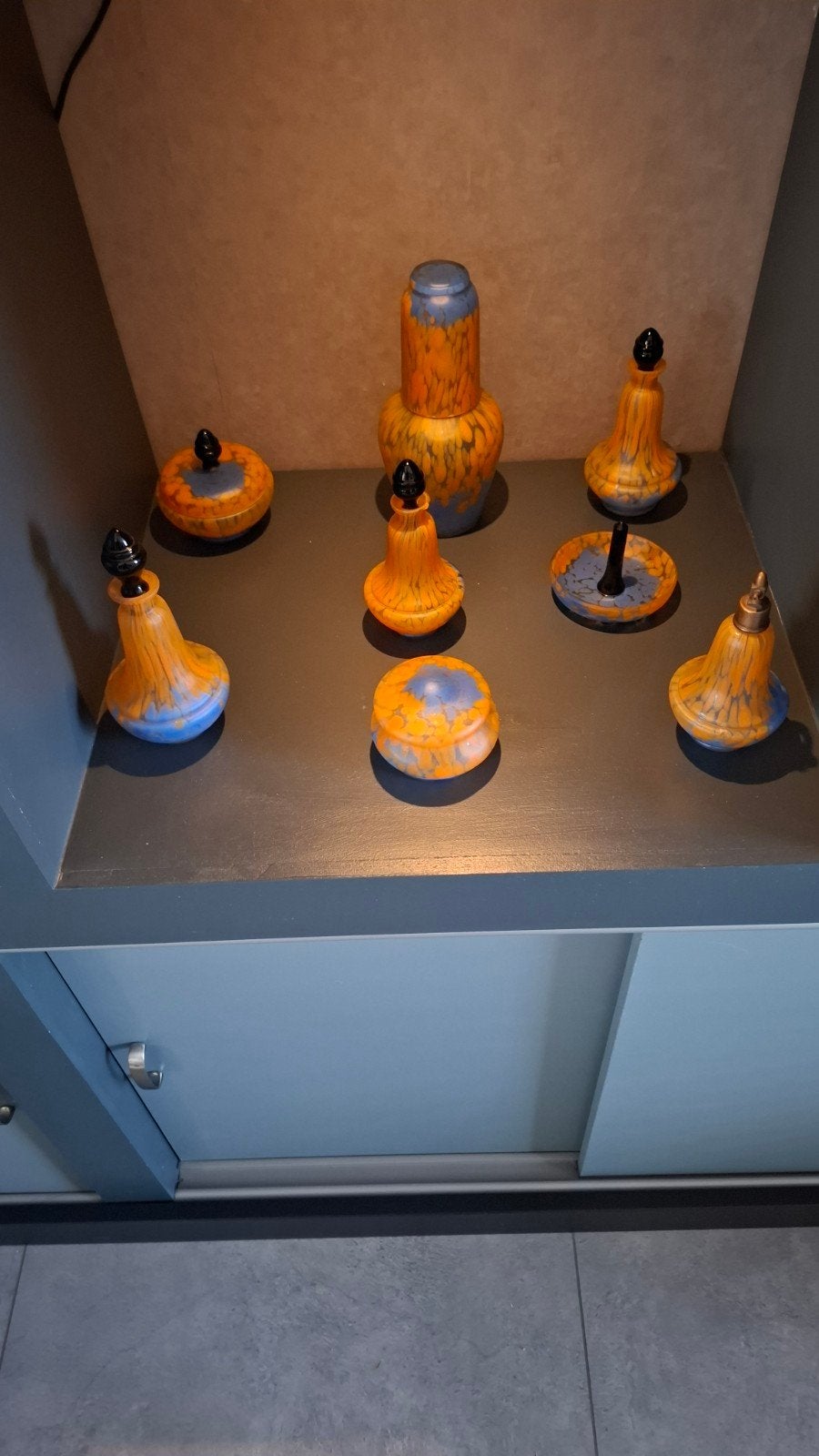 Unieke set parfumflesjes van Franz Welz 1920-1930, Ophalen of Verzenden