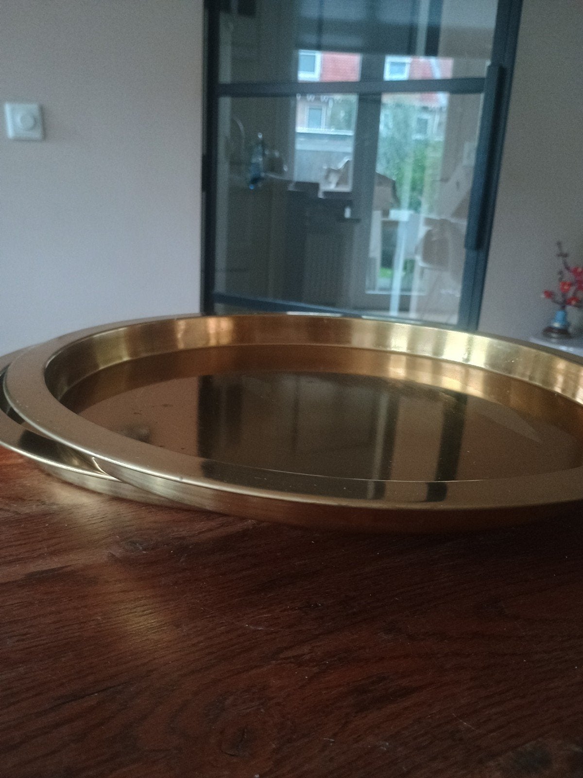 IKEA GLATTIS Dienblad 2x - Messingkleurig, 38 cm, Ophalen of Verzenden, Gebruikt, Goud, Metaal