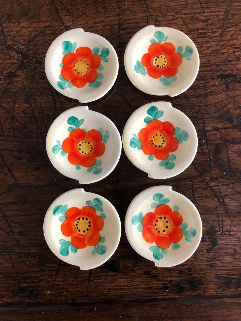 6 petit fours schaaltjes "Florida"., Ophalen of Verzenden, Overige stijlen, Aardewerk, Schaal of Schalen
