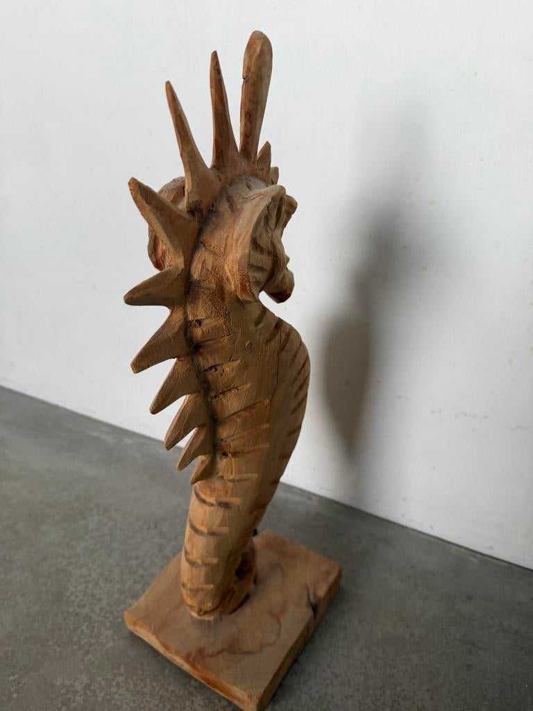 Houten zeepaardje beeld, Ophalen, Handgemaakt, 20 - 50 cm, Zeeleven