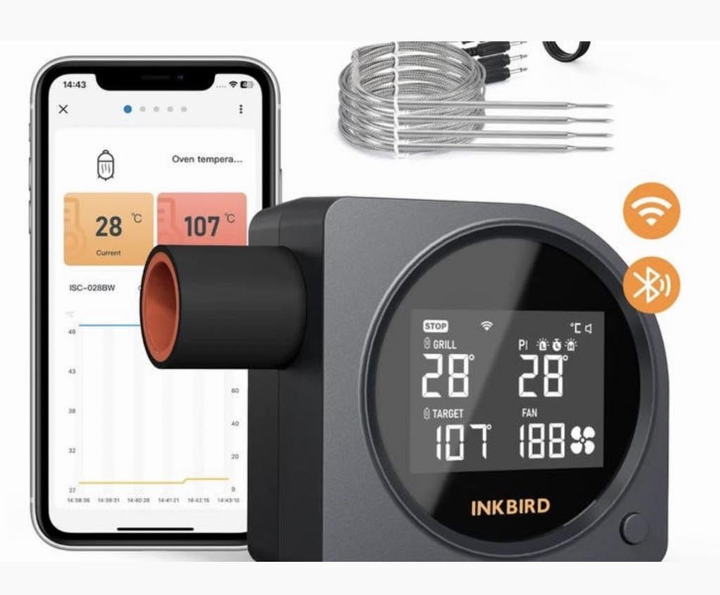 Wifi & Bluetooth INKBIRD Smoker Controller ISC-028-BW NIEUW!, Tuin en Terras, Barbecue-accessoires, Ophalen of Verzenden, Nieuw