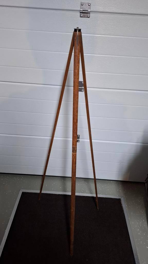 Antieke vintage houten inklapbare driepoot camera statief, Ophalen