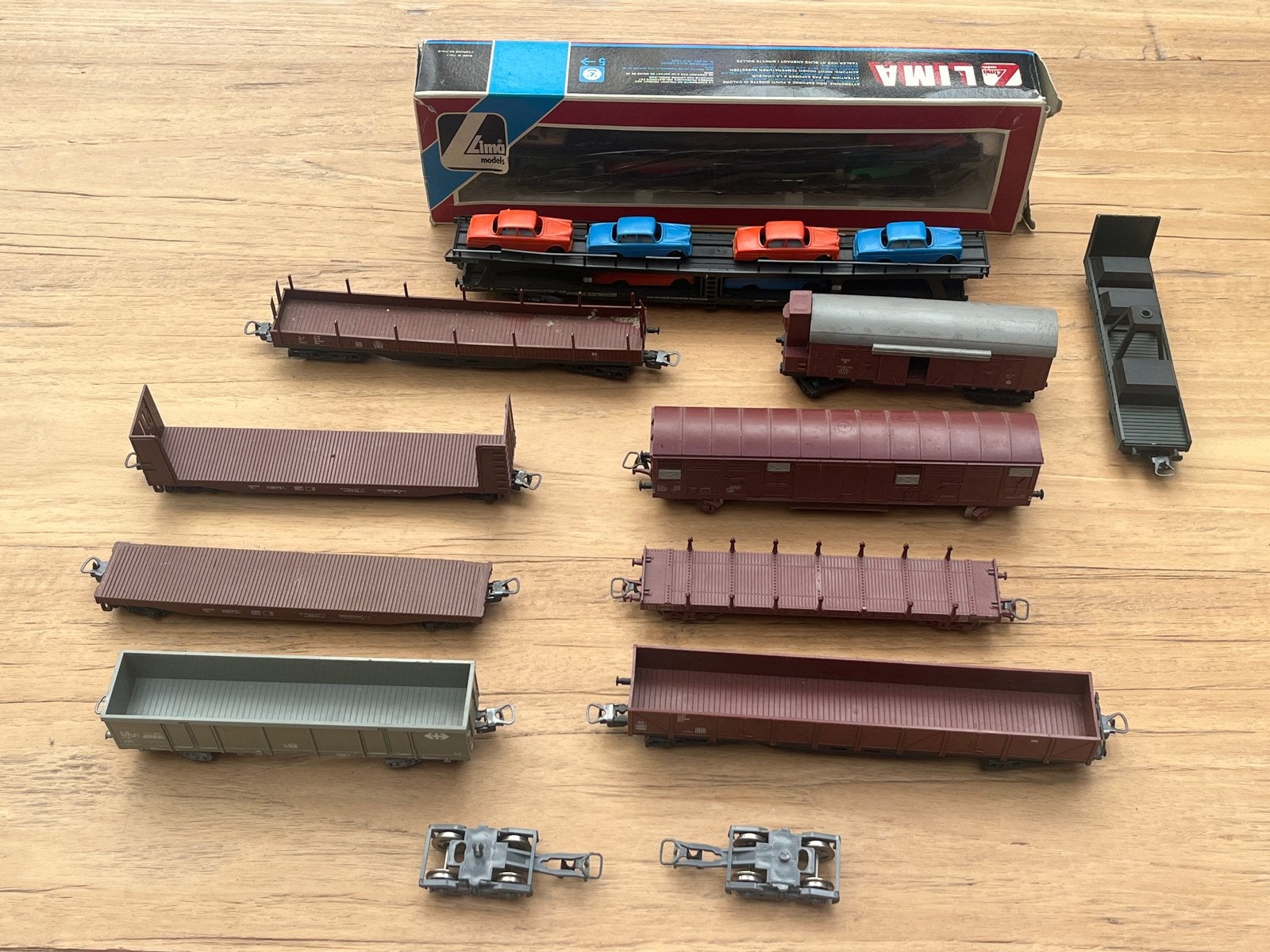 Lima vier-assige wagons en autotransport, Overige merken, Gelijkstroom, Wagon, Ophalen of Verzenden