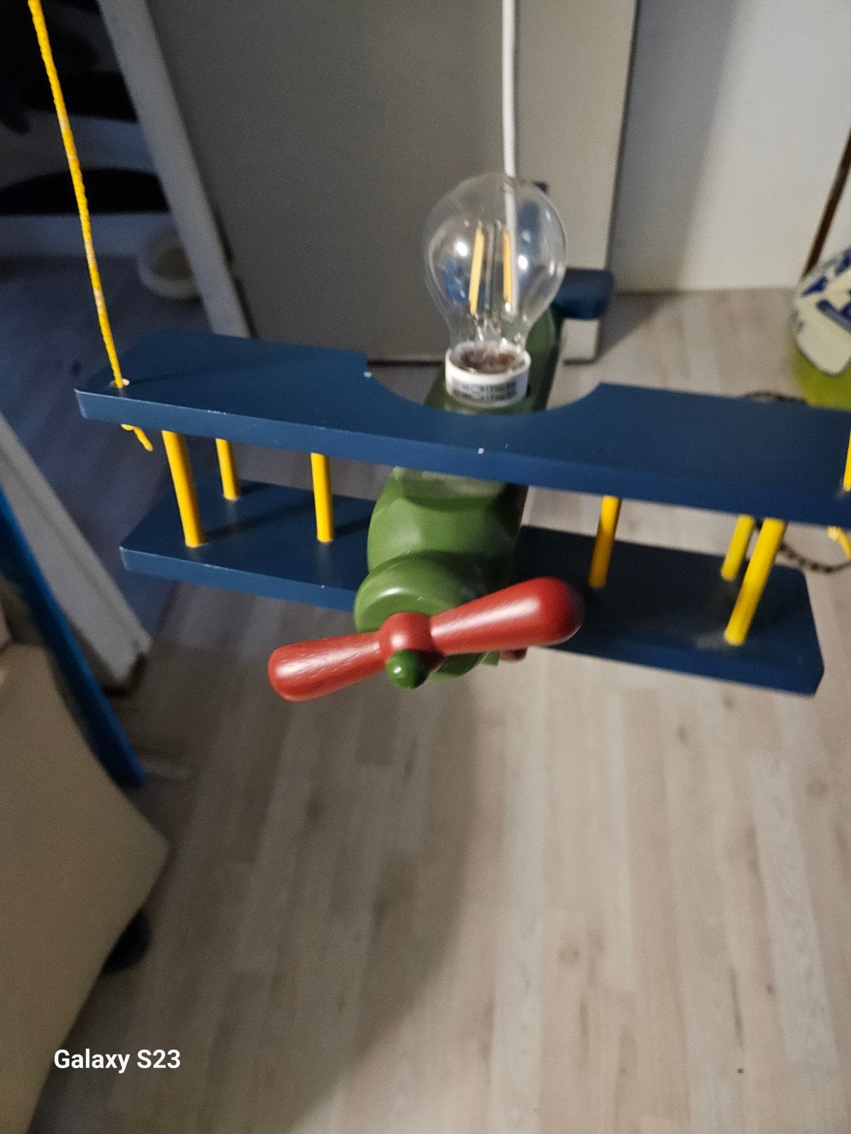 Leuke hanglamp vliegtuig voor kinderkamer, Blauw, Ophalen, Zo goed als nieuw, Lamp