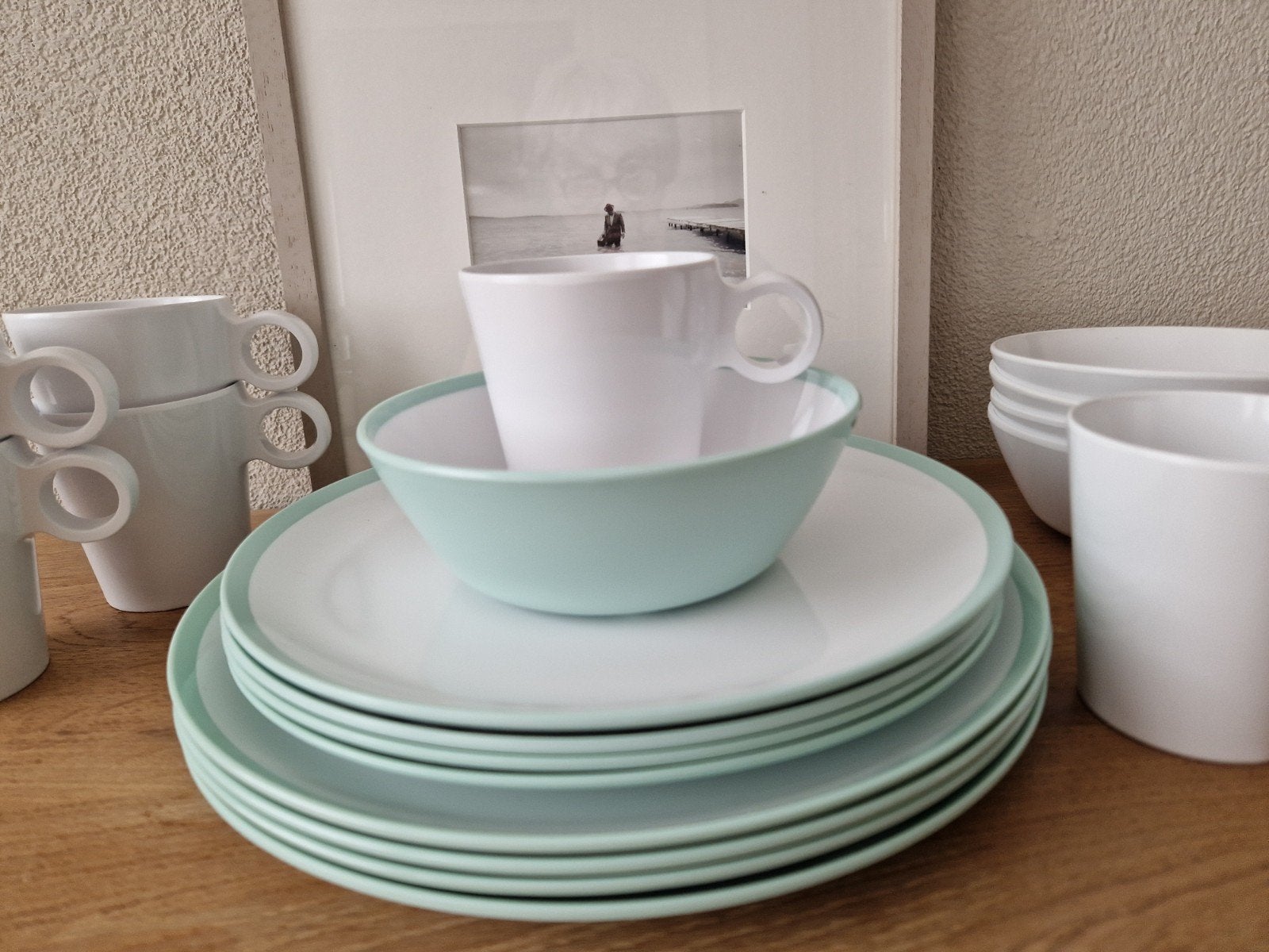 mepal servies flow 'mint' met wit 4 pers, Ophalen of Verzenden