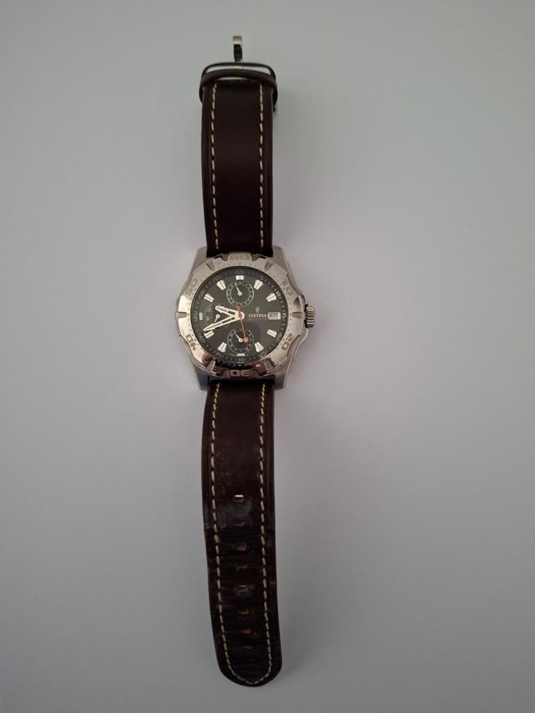 Heren horloge festina bruineband, Ophalen of Verzenden, Staal, Overige merken