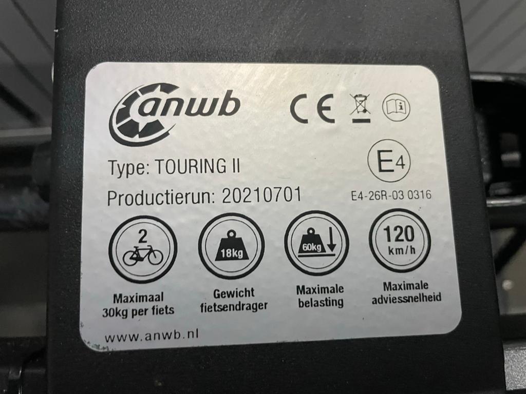 ANWB Touring II Trekhaak Fietsendrager voor 2 fietsen, Ophalen, Zo goed als nieuw, 2 fietsen, Trekhaakdrager