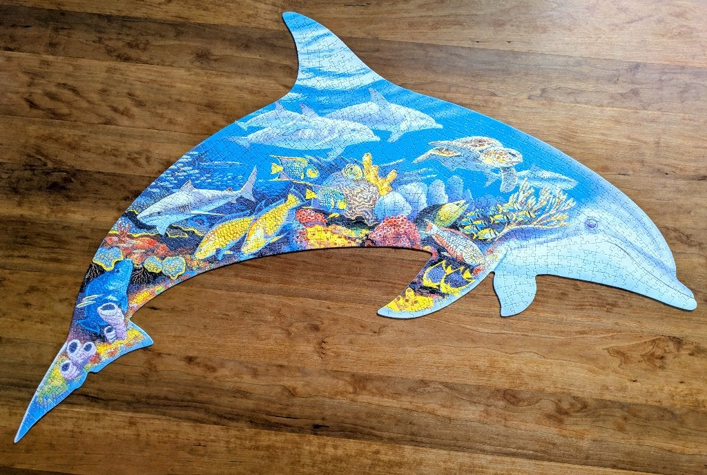 Silhouette puzzel Dolfijn, 872 stukjes, Ophalen of Verzenden, 500 t/m 1500 stukjes, Gebruikt, Legpuzzel