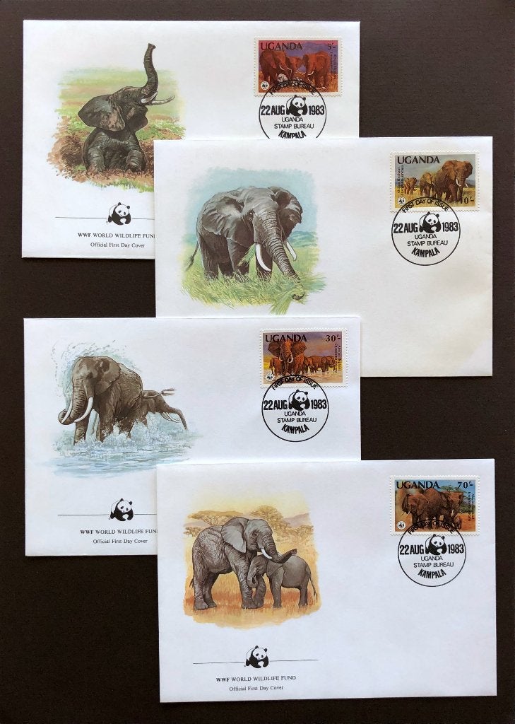 WWF WNF Uganda Oeganda 1983 FDC Afrikaanse Olifant, Ophalen of Verzenden, Onbeschreven, Rest van de wereld