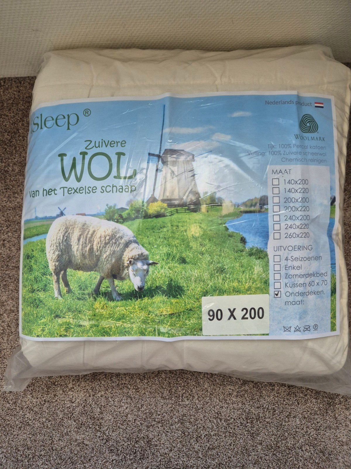 iSleep Zuivere Wol Onderdeken 90x200 nieuw - Texelse Schaap, Huis en Inrichting, Slaapkamer | Beddengoed, Ademend, Eenpersoons