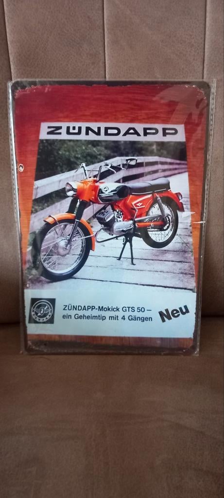 Zündapp Mokick GTS 50 Blikken Bord 20x30 cm Nieuw, Ophalen of Verzenden, Nieuw, Reclamebord