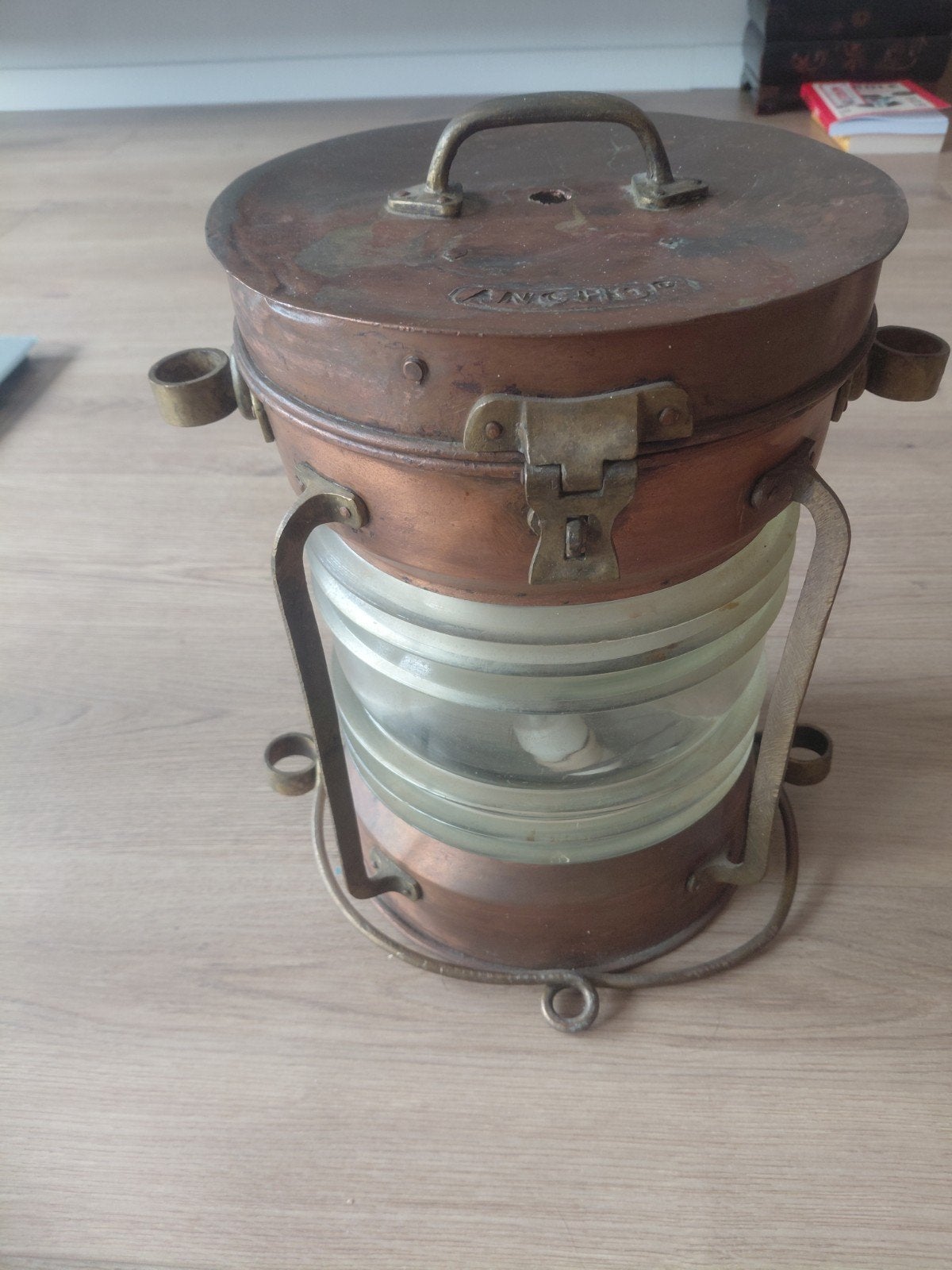 Antieke koperen scheepslamp / ankerlicht, Ophalen of Verzenden