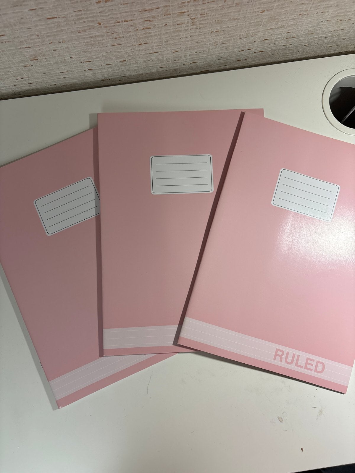 3x roze lijntjesschriften, Diversen, Notitieboeken, Ophalen, A4