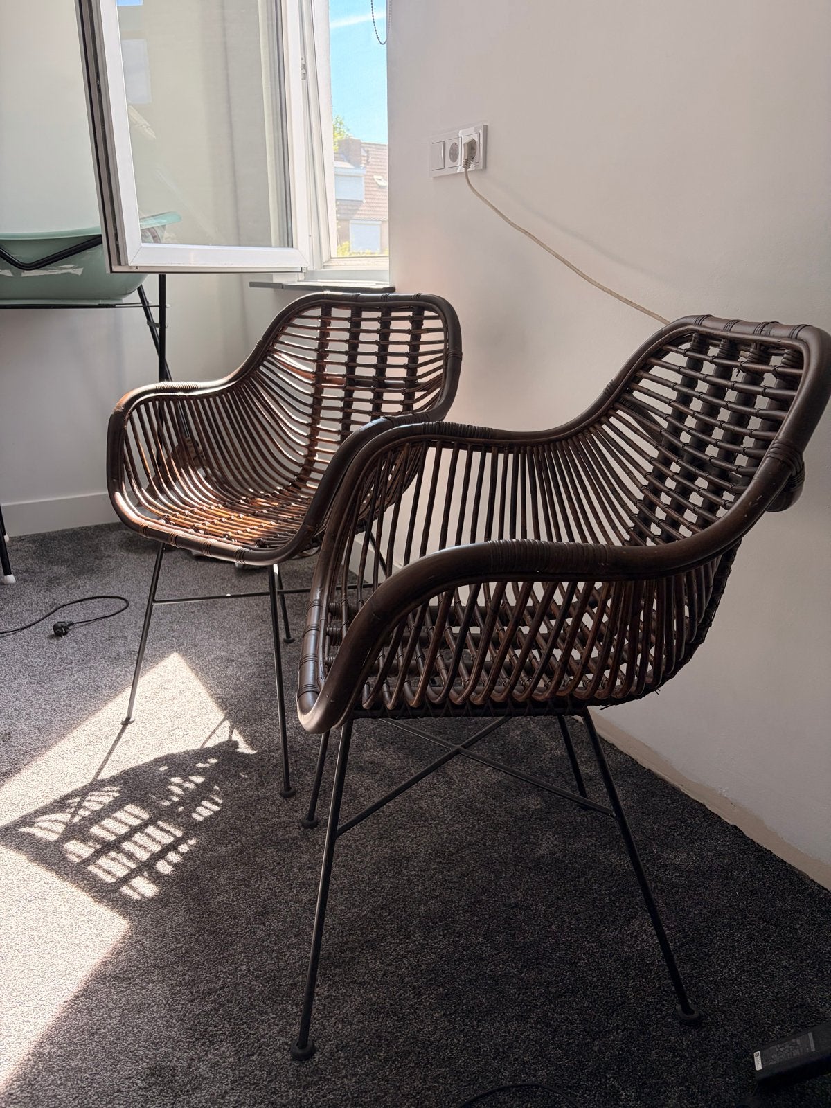 Donker bruine rotan stoelen leen bakker, Huis en Inrichting, Stoelen, Ophalen