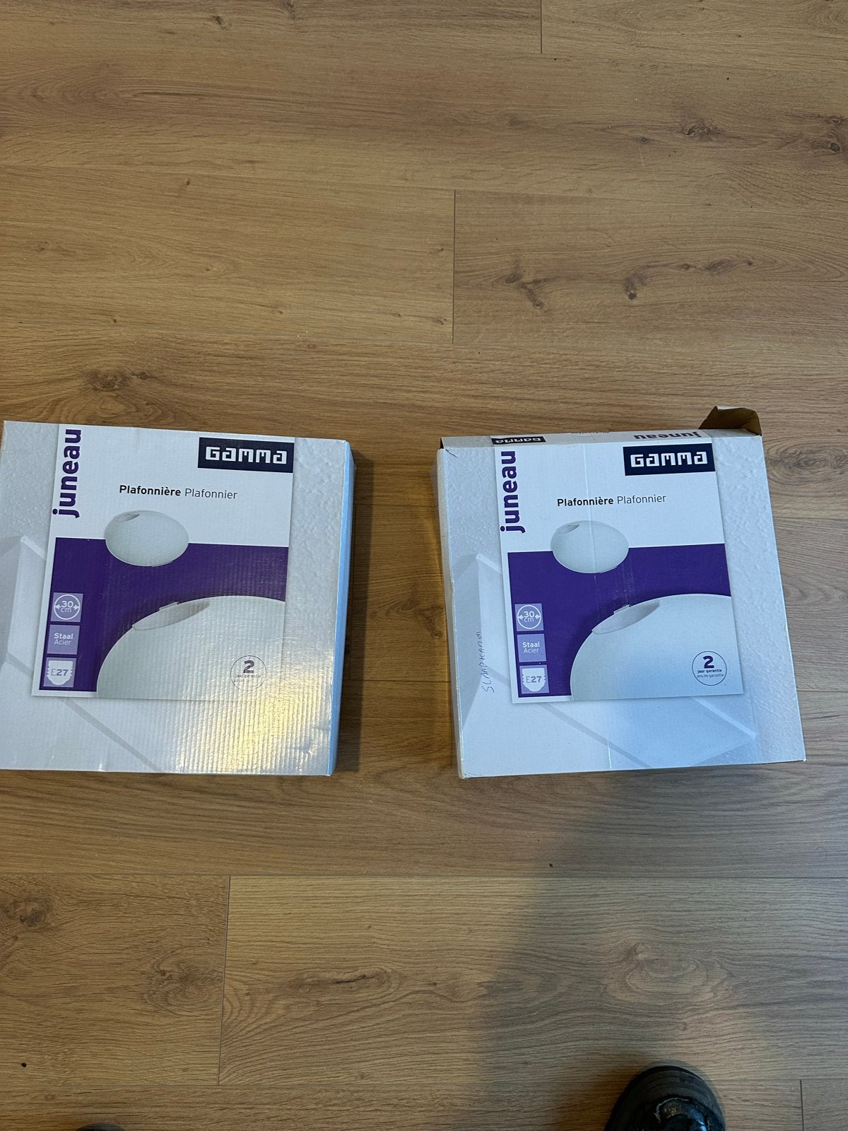 2x Gamma Plafondlamp Plafonnière Wit - Nieuw in doos, Nieuw, Ophalen of Verzenden, Wit, Metaal