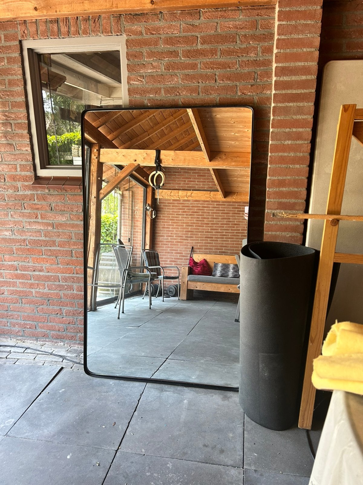 Grote Maisons du Monde Spiegel | Zwart Metalen Frame, Ophalen, Zo goed als nieuw, 75 tot 100 cm, 150 tot 200 cm