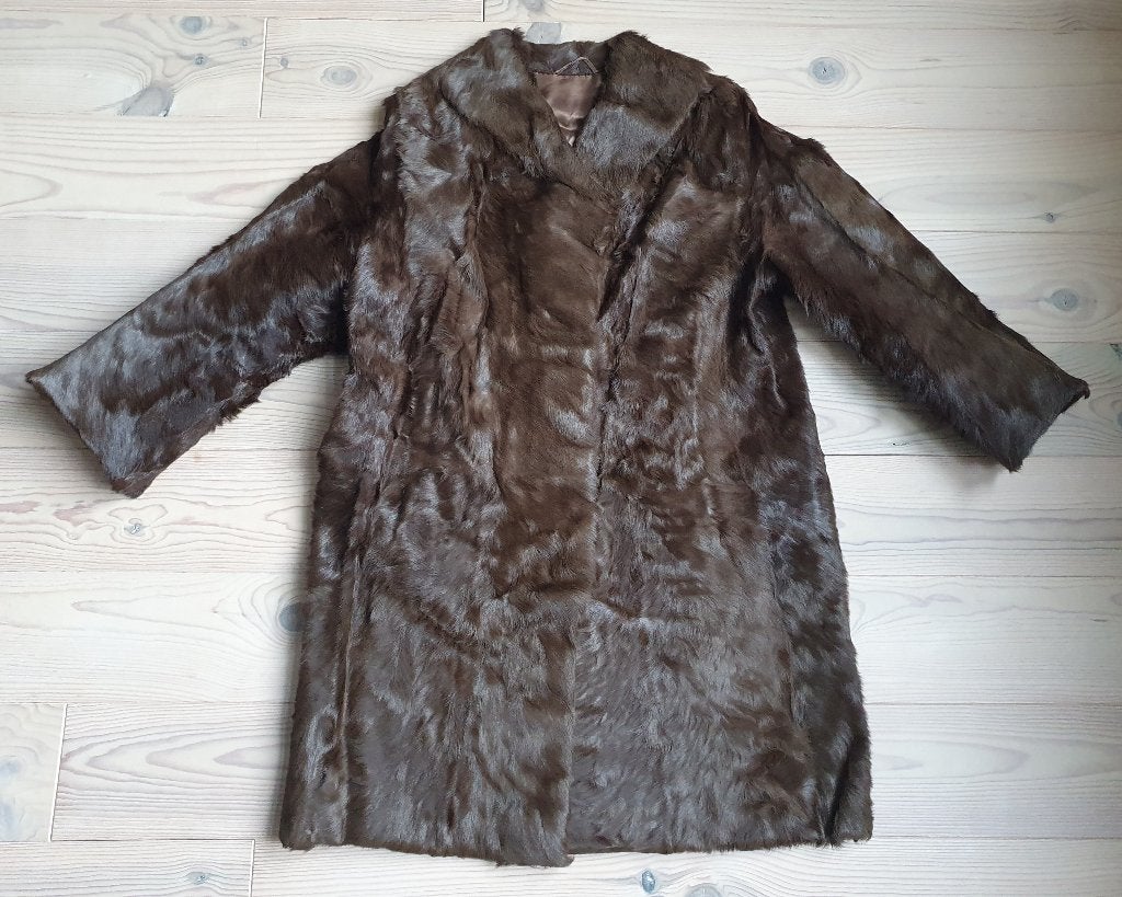 Vintage bontjas uit de jaren '70 van Vilsteren, mt M/L, Maat 38/40 (M), Bruin, Van Vilsteren, Ophalen of Verzenden
