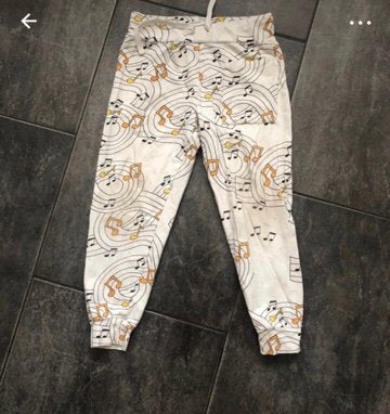 Mini Rodini broek met muzieknoten, maat 92/98, Ophalen of Verzenden, Gebruikt, Jongen of Meisje, Broek