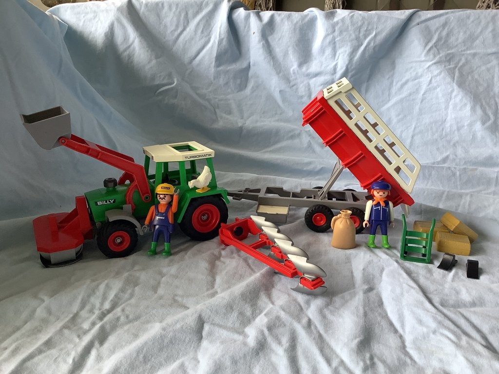 Playmobil combi 3718-3719 Tractor met diversen en kiepwagen, Ophalen of Verzenden, Gebruikt