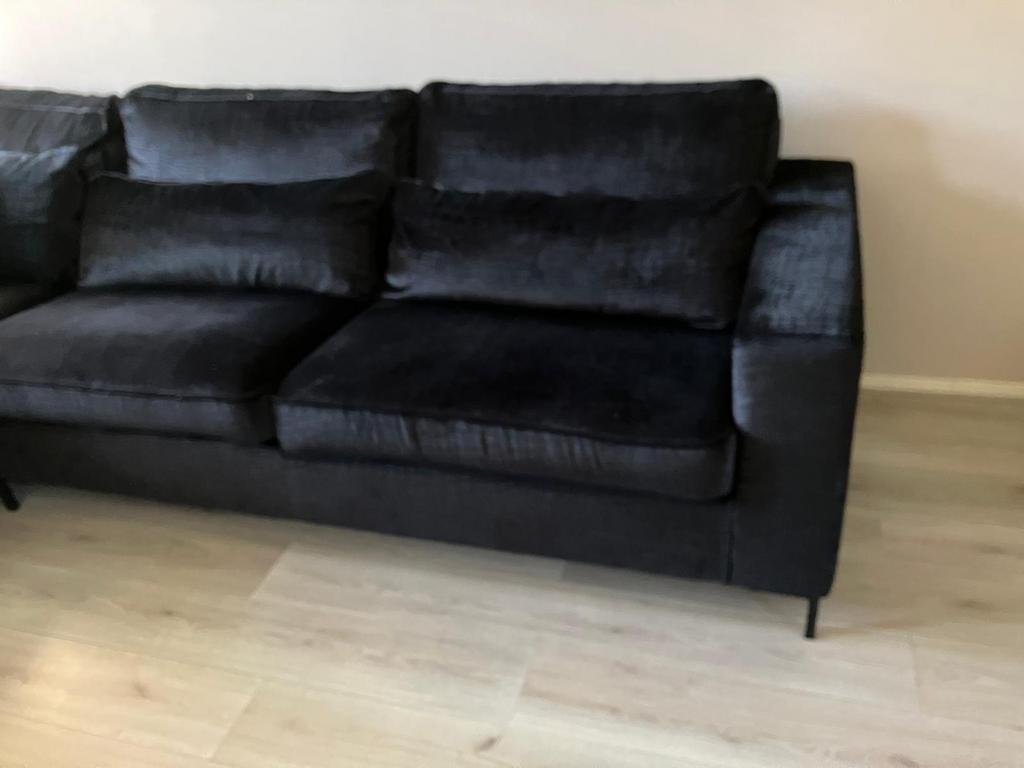 Zwarte hoekbank croco velvet, Ophalen, Zo goed als nieuw, Stof