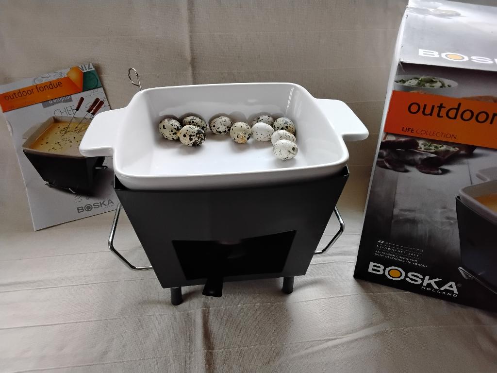 Boska outdoor fondue pan, Witgoed en Apparatuur, Fonduesets, Zo goed als nieuw, Fondueset, Brander, Verzenden