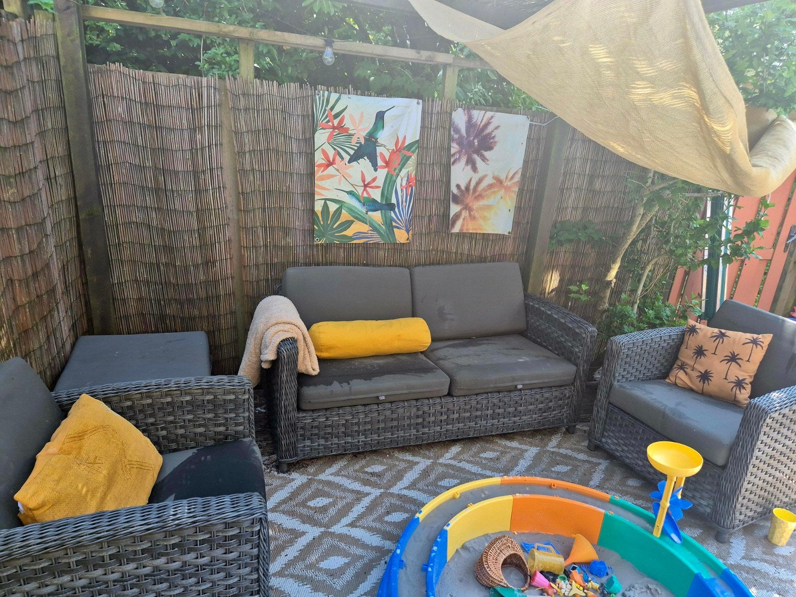 4 Seasons Outdoor Luxe Wicker Loungeset met Kussens, Ophalen, 4 zitplaatsen, Gebruikt, Bank