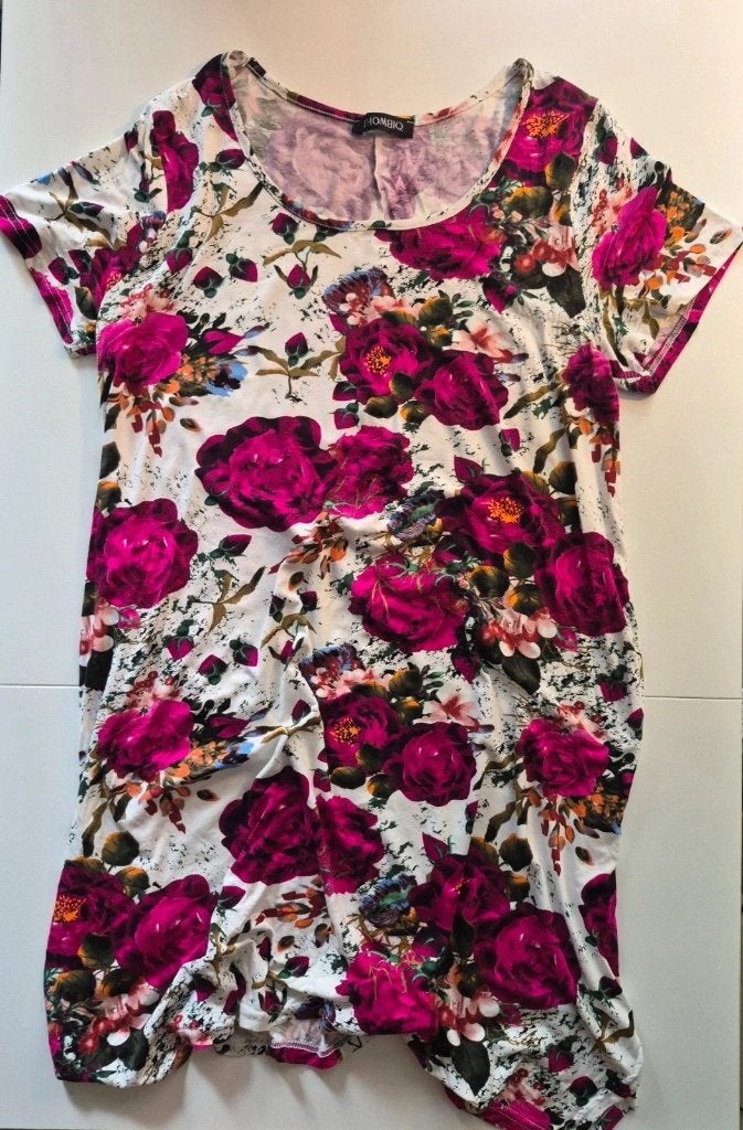 Thombiq Bloemenprint jurk met korte mouwen 95%viscose, THOMBIQ, Maat 42/44 (L), Nieuw, Ophalen of Verzenden