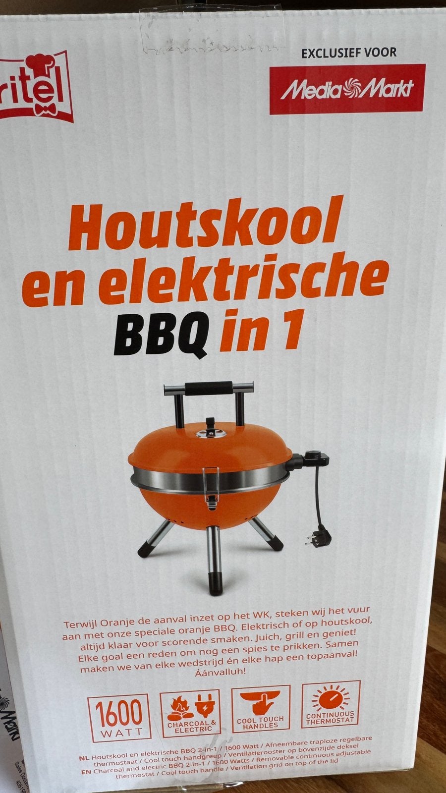 Nieuwe Fritel oranje bbq 2 in 1 gas en houtskool, Ophalen of Verzenden, Nieuw
