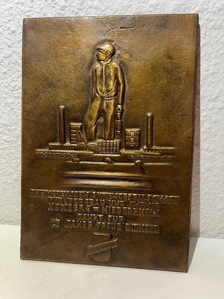 mijnwerker plaquette rheinpreusen - 25 jarig dienstverband-, Ophalen of Verzenden, Brons
