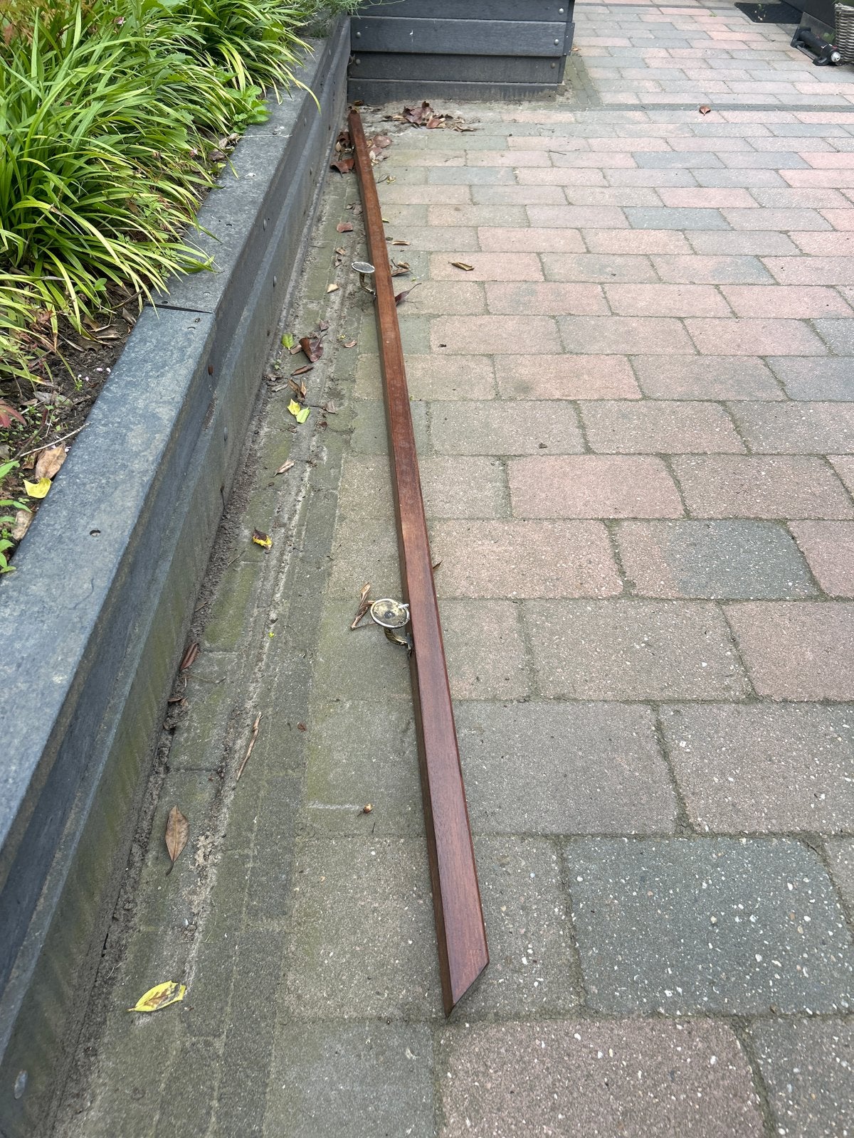 Trapleuning balk 300 cm met messing beugels, Overige materialen, Gebruikt, Overige typen, Ophalen of Verzenden