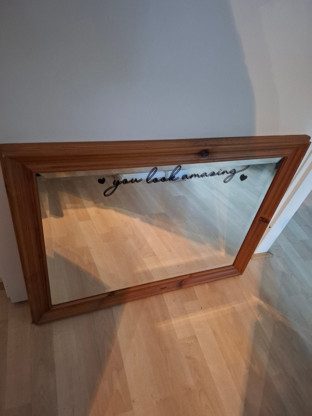 Houten spiegel, Huis en Inrichting, Woonaccessoires | Spiegels, Ophalen, Gebruikt, 75 tot 100 cm, Minder dan 100 cm