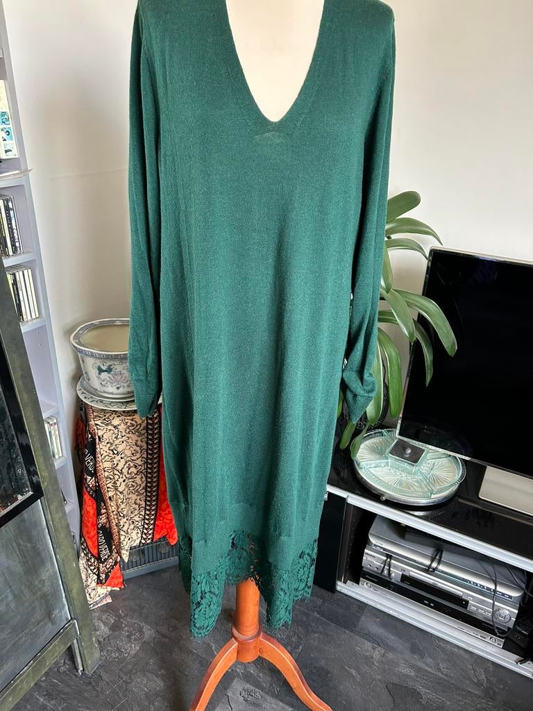 Didi jurk groen met kant. Mt Xxl, Maat 46/48 (XL) of groter, Ophalen of Verzenden, Zo goed als nieuw, Onder de knie