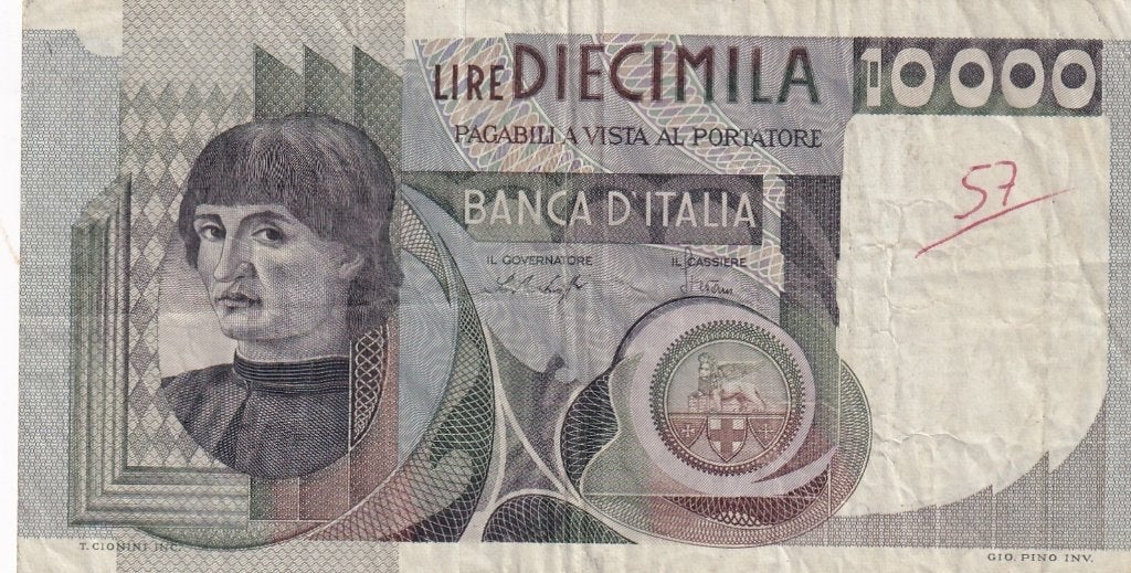 Italië 10.000 lire 30-10-1976 ht baffi/stevani, Verzenden, Italië, Los biljet