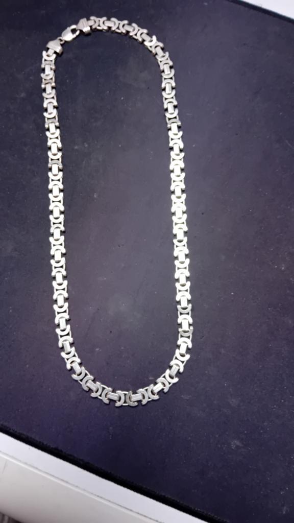 Platte koningsketting 70cm, 153 gram - Ruilen voor vierkante, Ophalen of Verzenden, Gebruikt, Zilver, Zilver