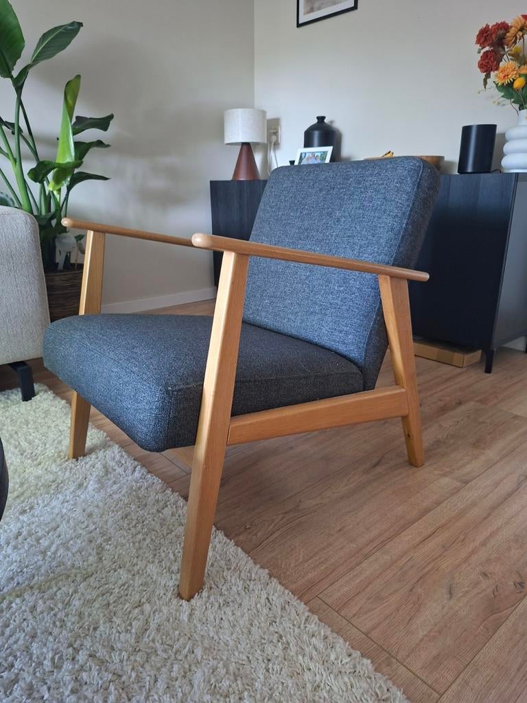 ​IKEA Ekenäset Fauteuil - Donkergrijs - Retro / Mid-Century, Huis en Inrichting, Ophalen, Modern, Scandinavisch, Zo goed als nieuw
