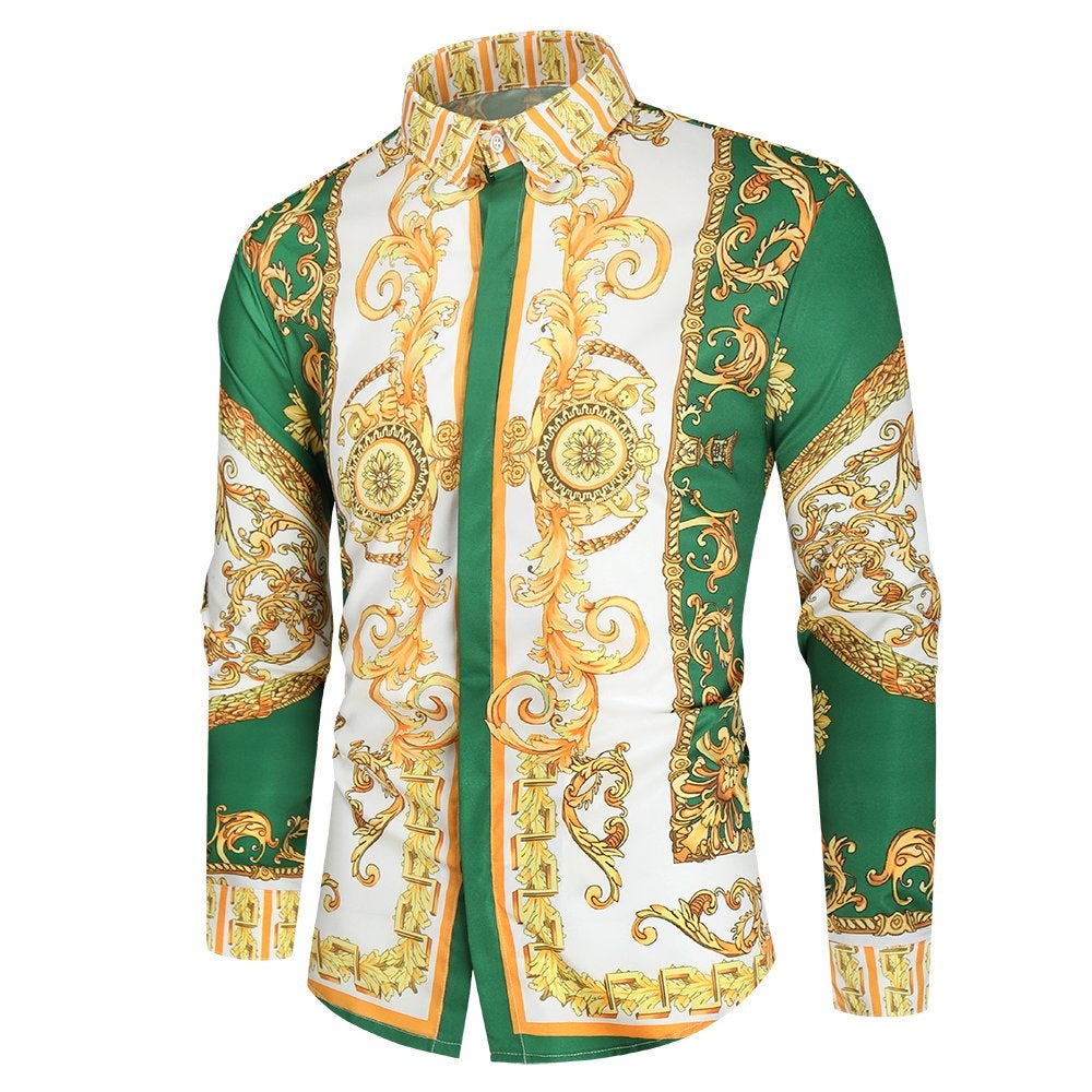 Heren barok overhemd 5 luxe gouden kamper shirt groen wit, Kleding | Heren, Verzenden, Nieuw, Meerkleurig, Overige halswijdtes