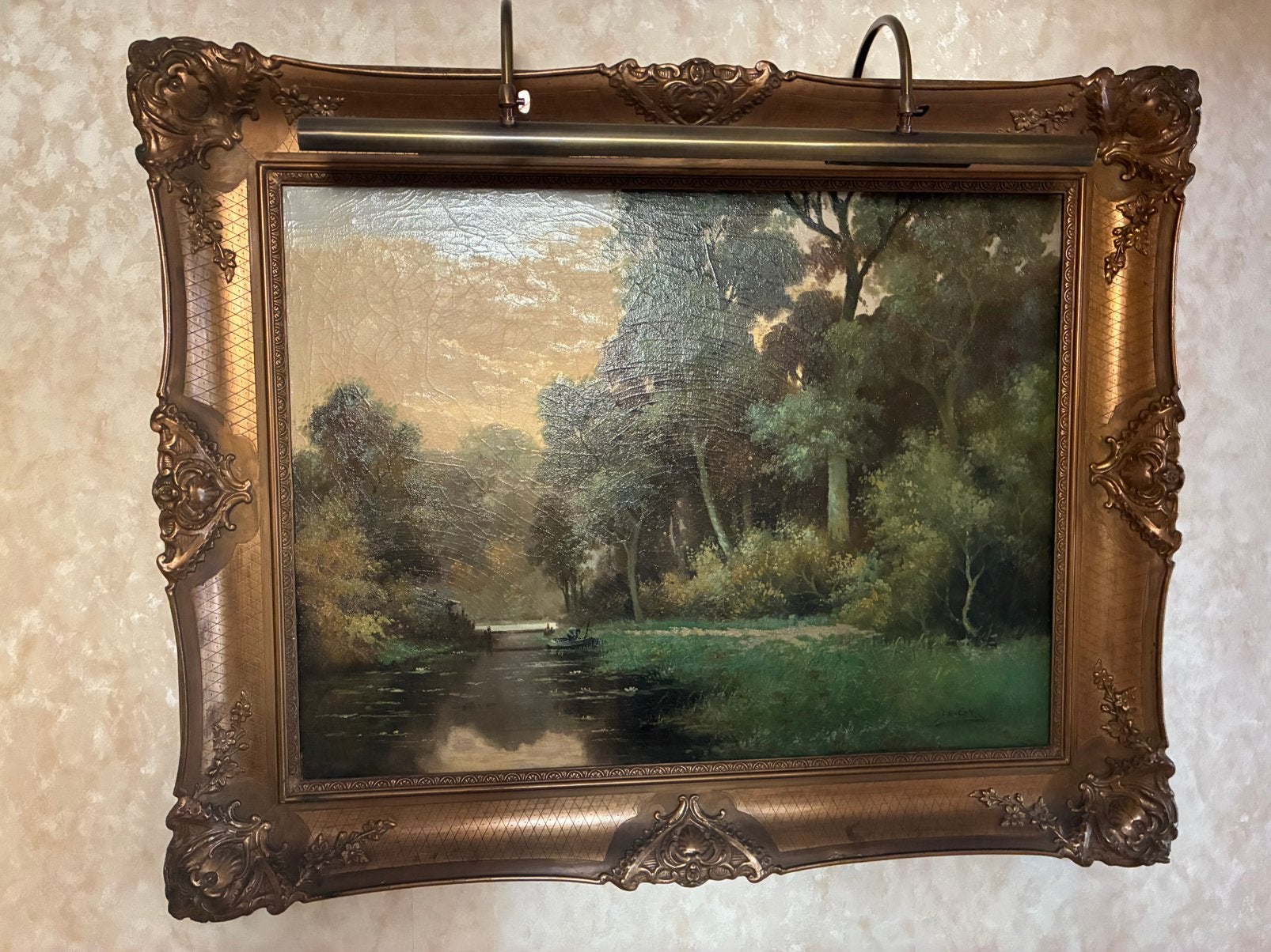 Prachtig schiderij., Antiek en Kunst, Ophalen, Doek, Bijzondere lijst, Landschap