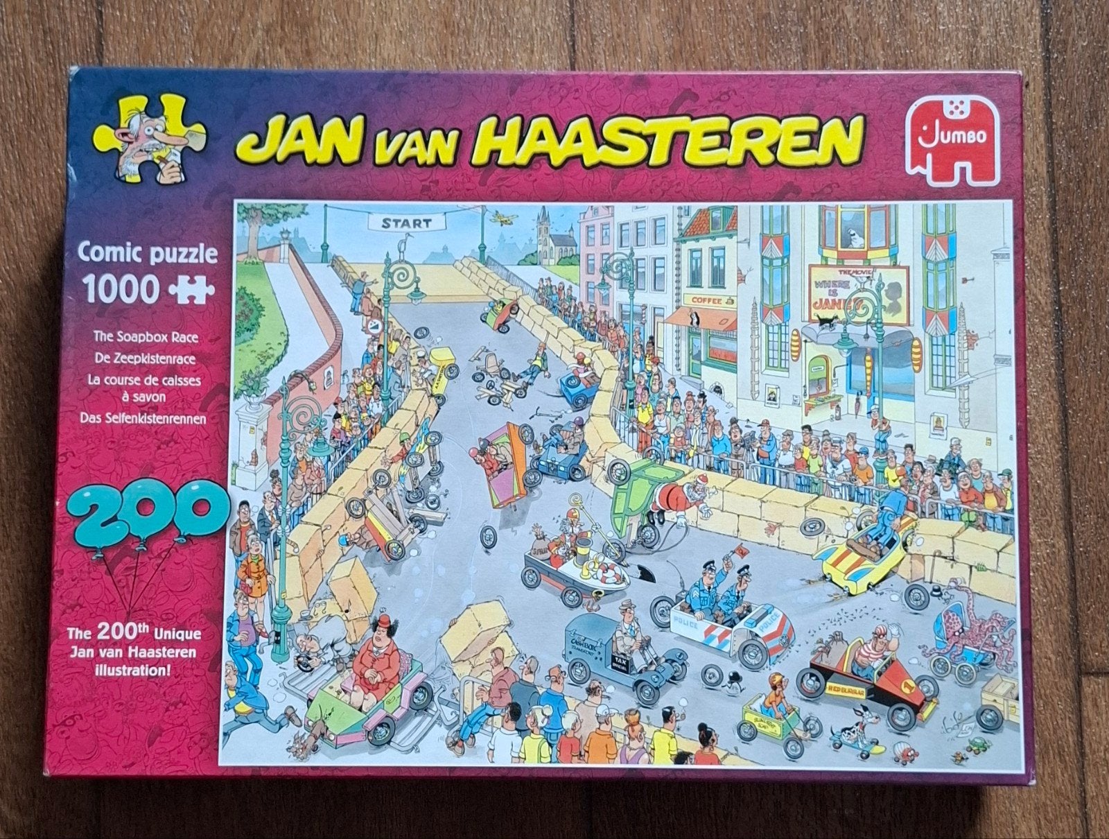 Jan van haasteren 1000 "Zeepkistenrace", Verzenden, 500 t/m 1500 stukjes, Zo goed als nieuw, Legpuzzel
