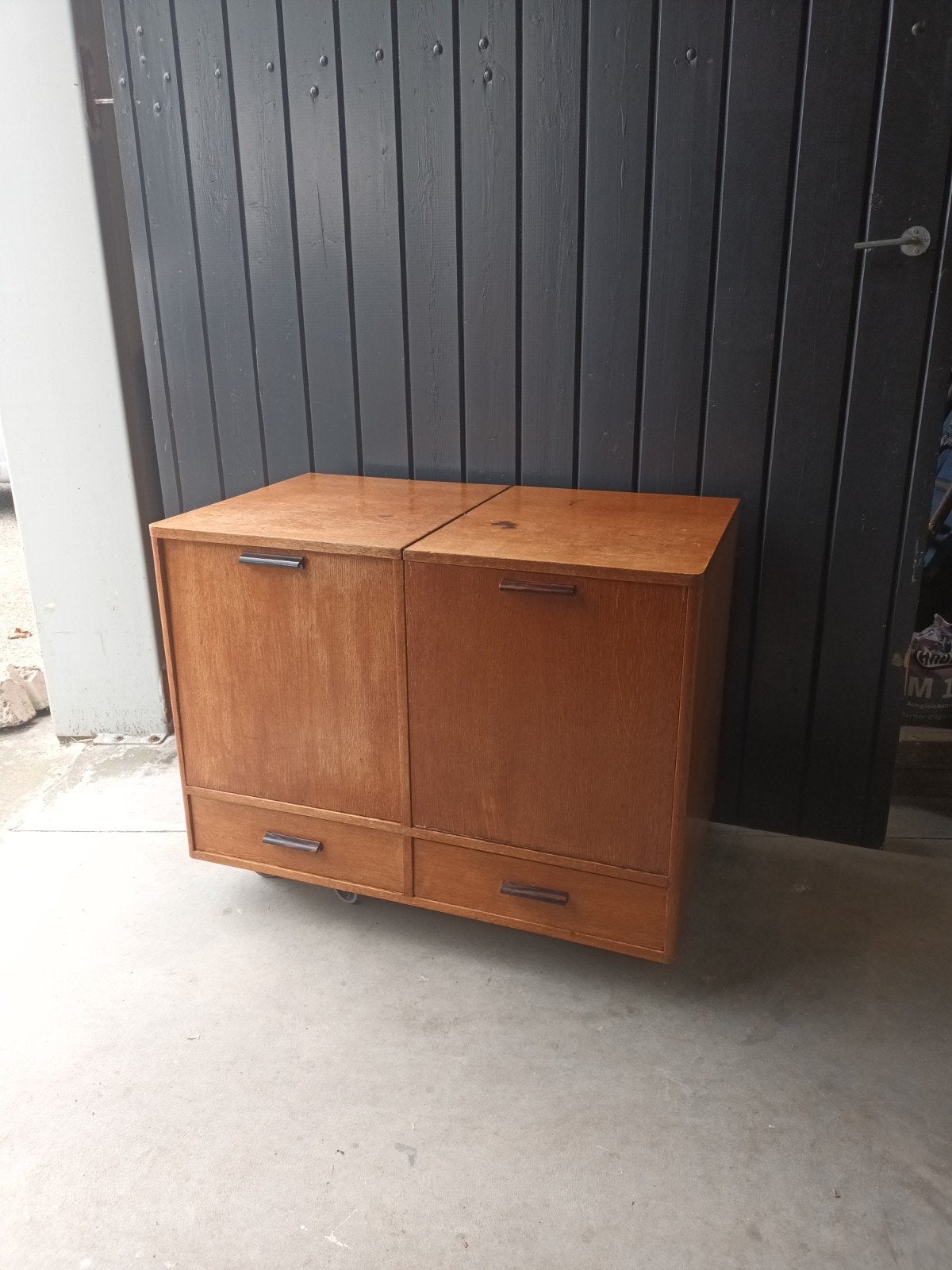 Vintage (audio) kast met geheim vak kastje- 100x70x50 cm, Antiek en Kunst, Ophalen of Verzenden