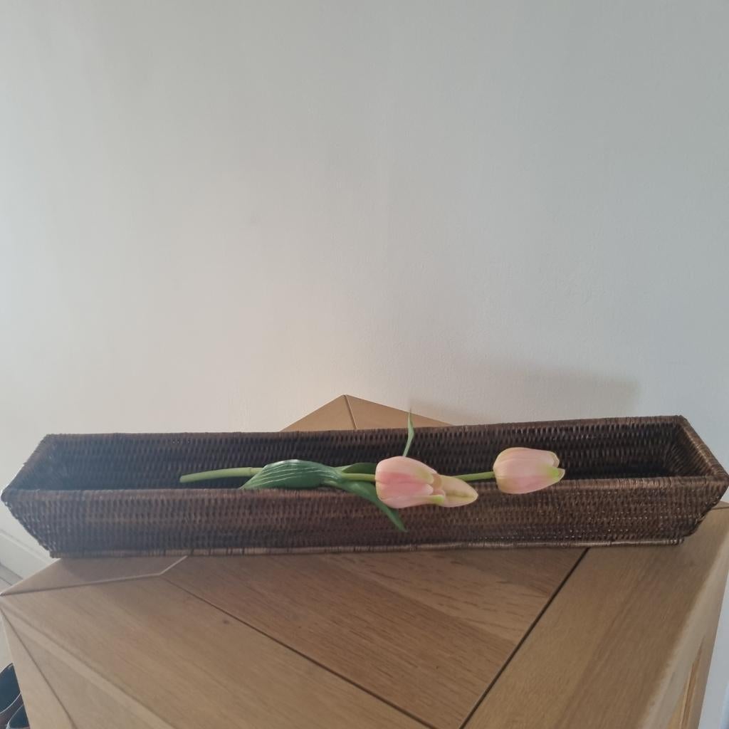 Birma rieten stokbroodmand - 63 cm lang, Gebruikt, Mand, Ophalen of Verzenden, Riet