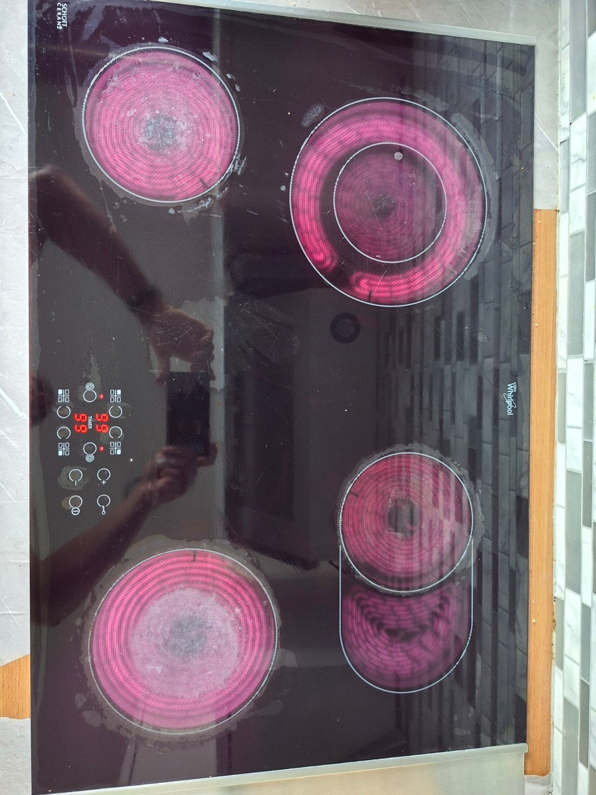 Whirlpool keramische kookplaat - 4 kookzones, Witgoed en Apparatuur, Gebruikt, Keramisch, Inbouw, 4 kookzones