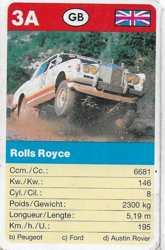 Kw694 autokaartje 3a rolls royce, Ophalen of Verzenden, Zo goed als nieuw, Auto's