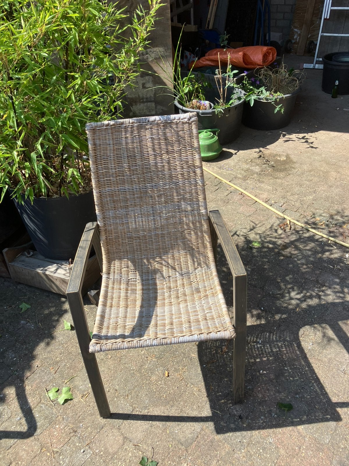 Eerkamerstoel, tuinstoel, metaal duurzaam gevlochten robe, Tuin en Terras, Tuinstoelen, Ophalen, Zo goed als nieuw, Metaal