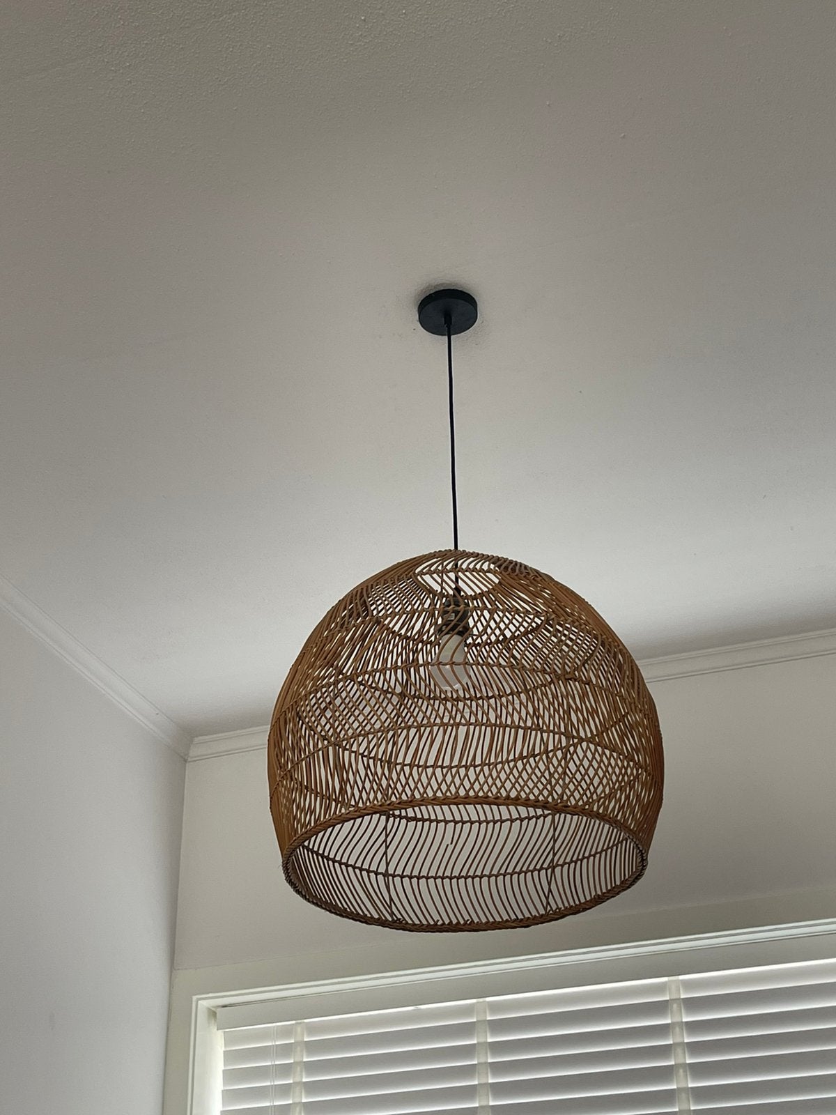 Rotan hanglamp, Ophalen of Verzenden, Zo goed als nieuw, Rotan, Minder dan 50 cm