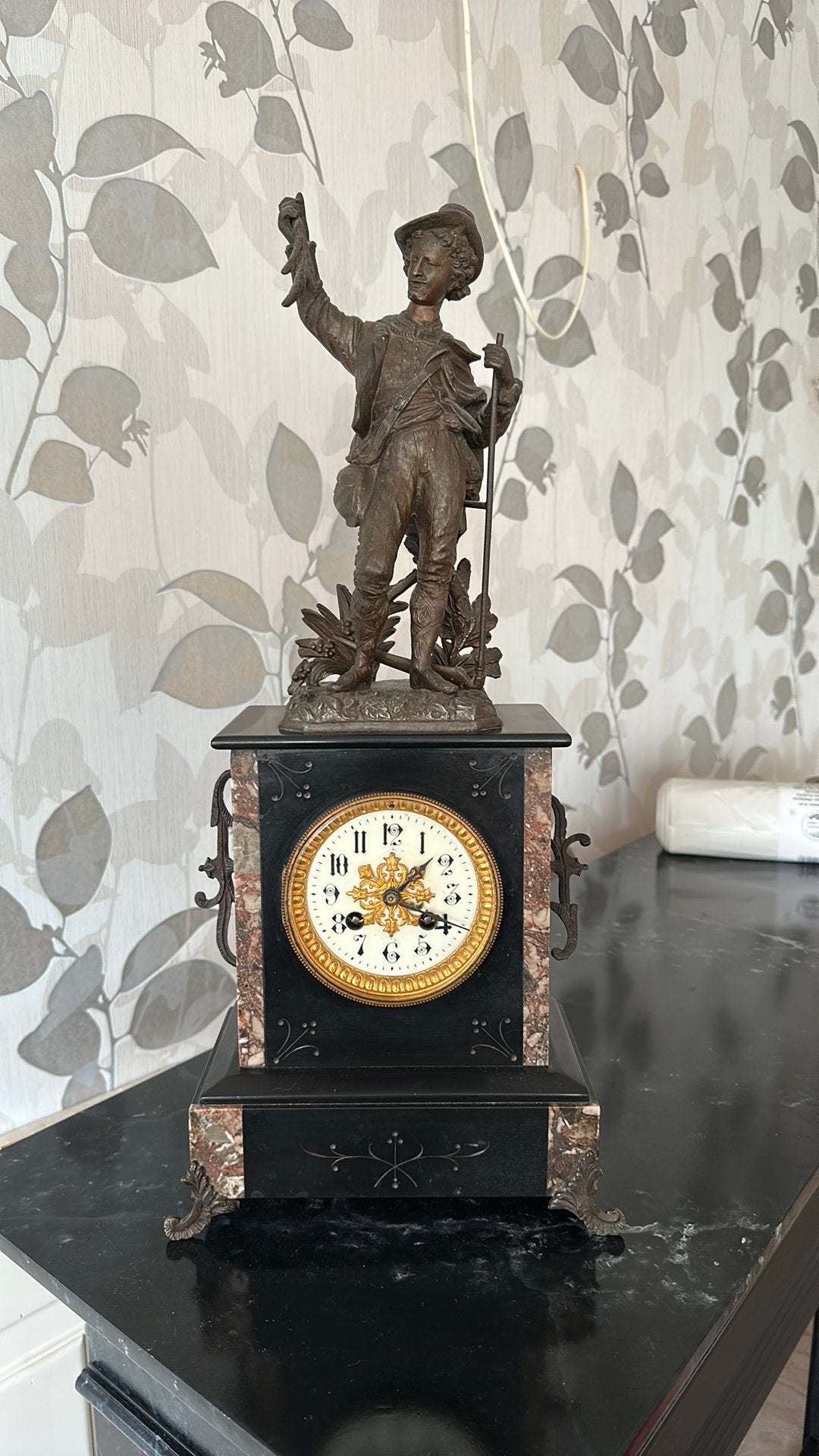 Antieke Franse Japy Frères Pendule ca. 1880 Marmer Werkend, Ophalen