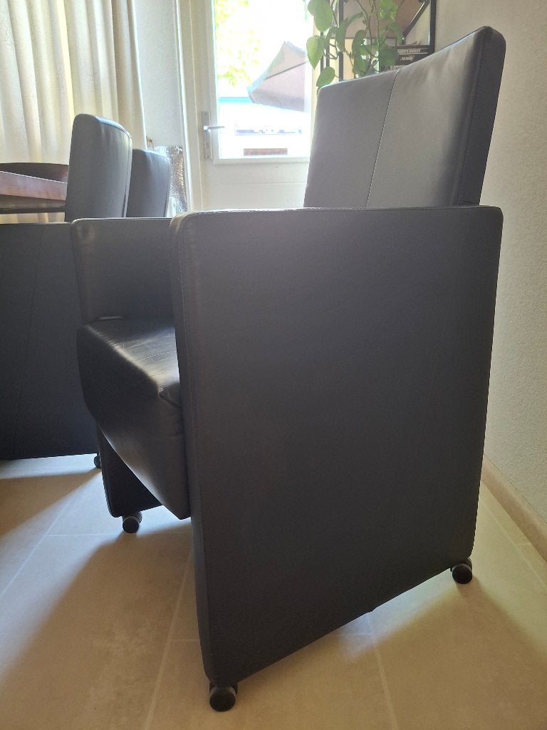 Leren eetkamerstoelen, Huis en Inrichting, Stoelen, Ophalen, Gebruikt, Blauw, Leer