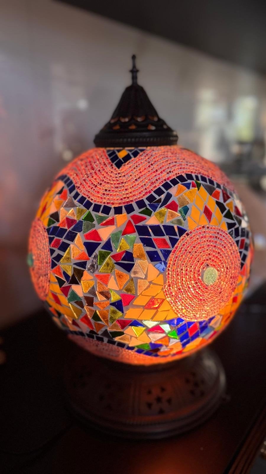Oosterse Mozaïek Hanglamp - 26cm, Nieuw, Glas, Oosters, Mozaïek, E27 (groot)